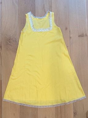 Vintage Eve Stillman Originals Yellow Lace Trim Slip Dress 1960s Lingerie